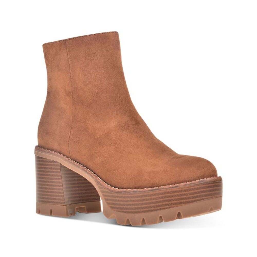 WILD PAIR Womens Brown 1-1/2" Platform Margoee Toe Stacked Heel Booties 9.5 M